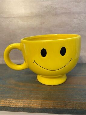 Yellow Smiley Face Ceramic Mug or Planter